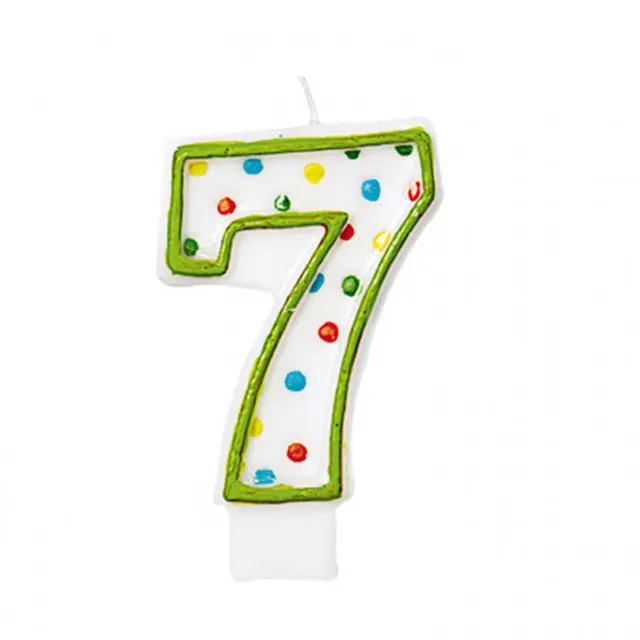 zahlenkerze-polka-dots-7-tortenkerze-geburtstag-bunt image 1