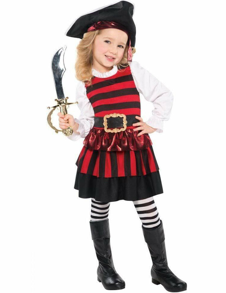 das-kost-mland-piraten-kost-m-m-dchen-kleid-hut-4-6-jahre image 2