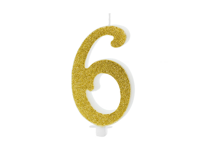 das-kost-mland-geburtstagskerze-glitter-gold-zahl-6-10-cm image 2