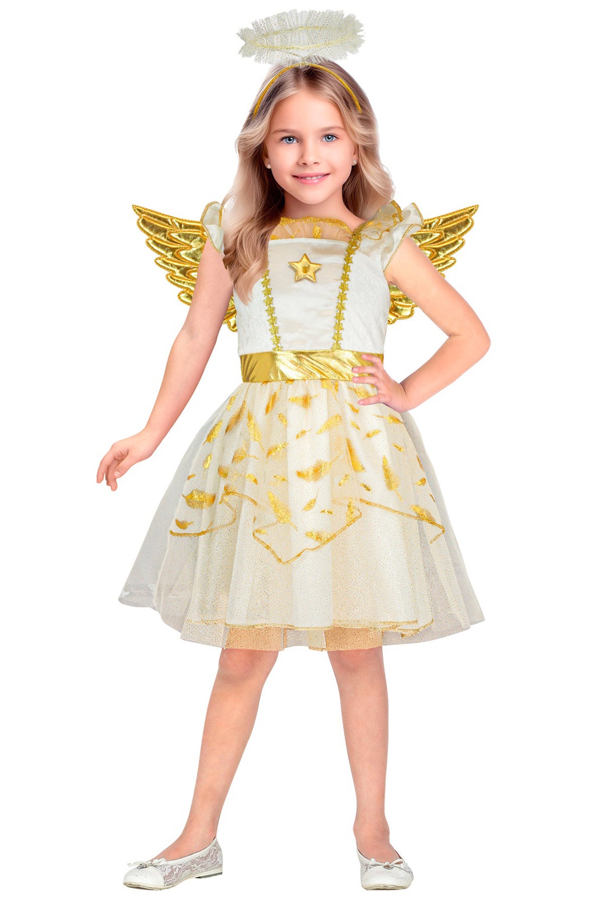 das-kost-mland-engel-kost-m-kinder-wei-gold-kleid-fl-gel-gr-116 image 1