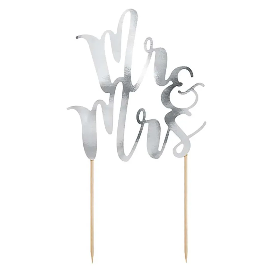 das-kost-mland-tortendeko-hochzeit-mr-mrs-silber-25-5-cm image 1