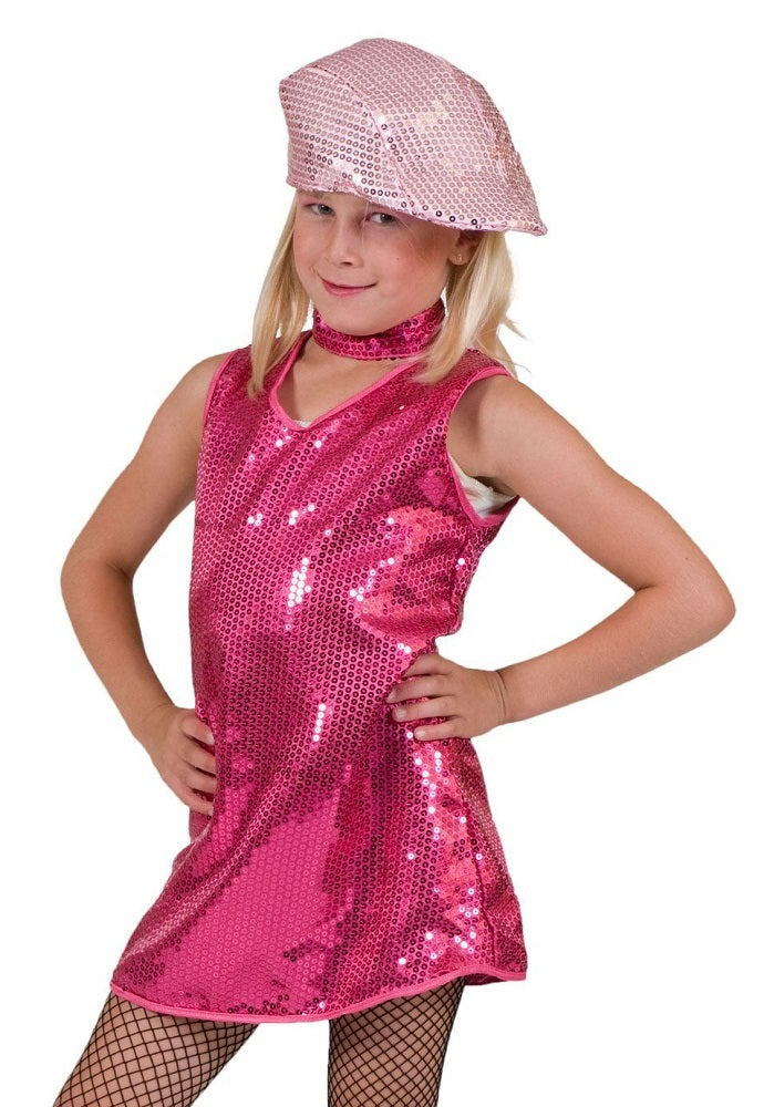 das-kost-mland-disco-pailletten-kleid-pink-m-dchen-gr-116-glitzer image 2