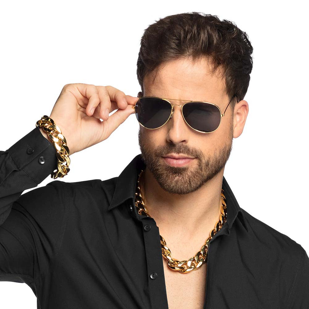 das-kost-mland-herren-pimp-kost-mset-gold-kette-armband-brille image 2