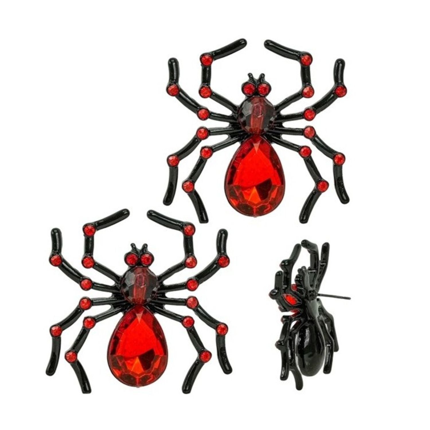 das-kost-mland-spinnen-ohrringe-schwarz-rot-strass image 1