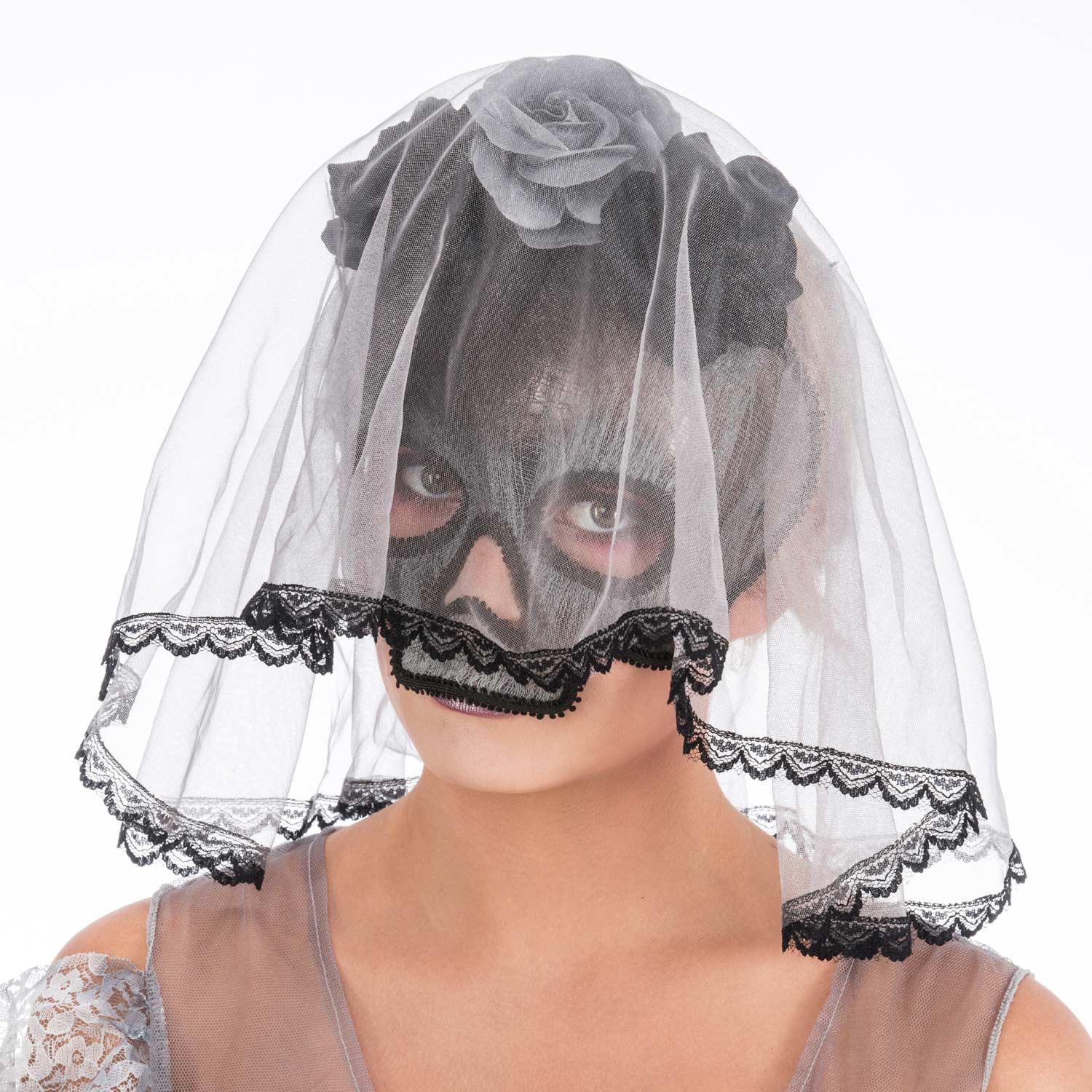 das-kost-mland-accessoires-maske-geisterbraut-day-of-dead-grau image 2