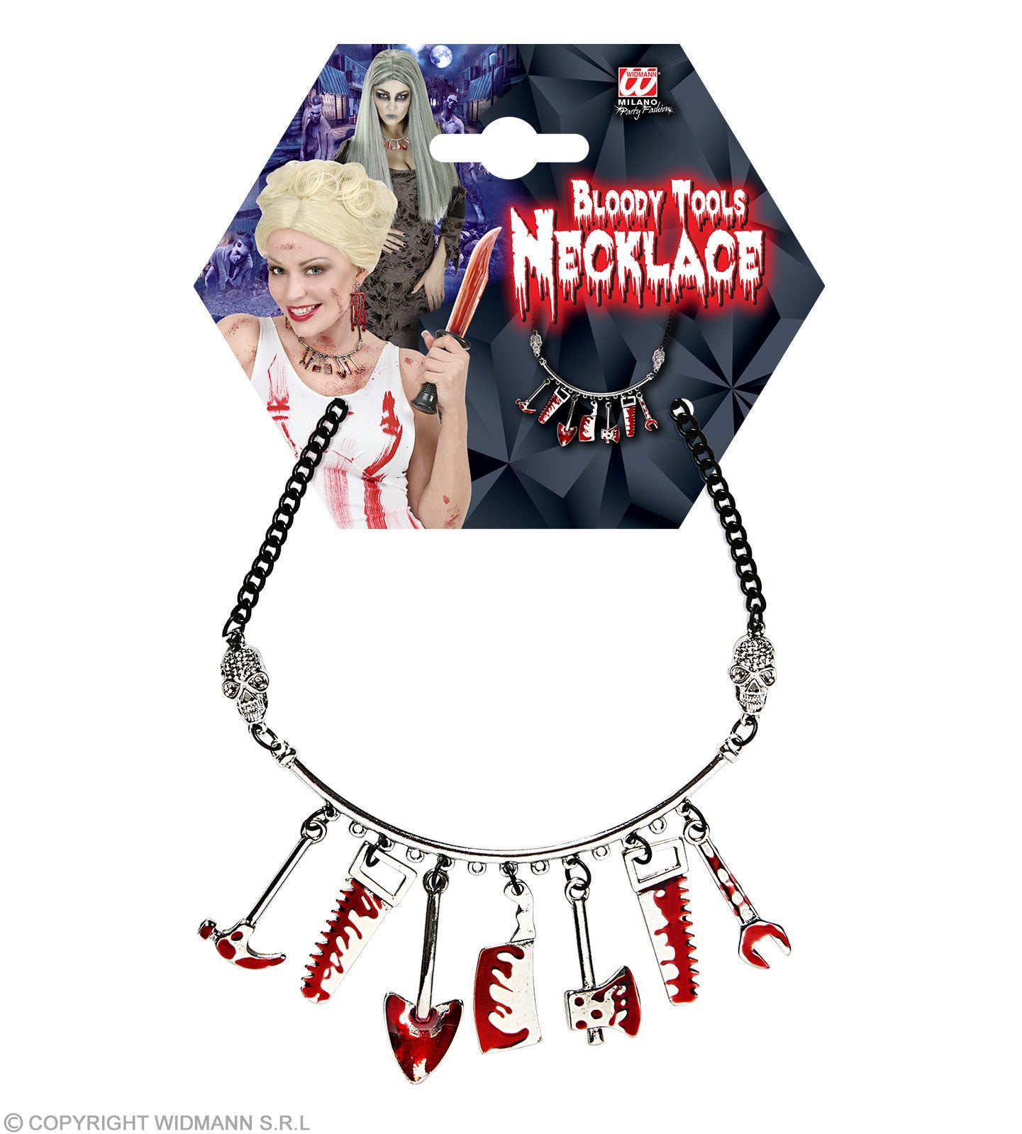 das-kost-mland-halskette-blutiges-werkzeug-silber-rot-halloween image 2