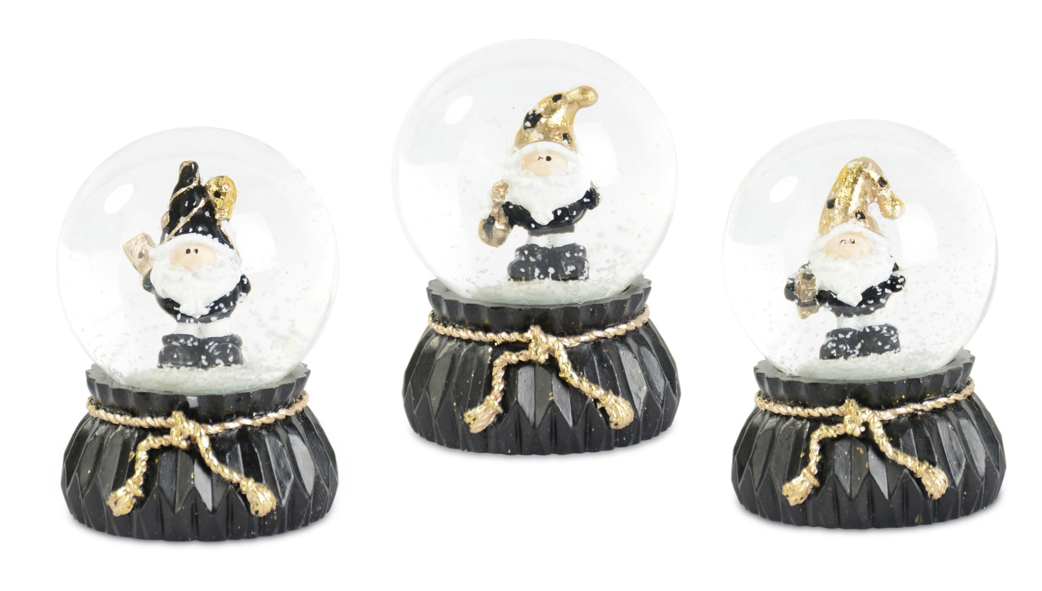 riffelmacher-70255-schneekugel-weihnachtsmann-6-5-cm-schwarz-gold image 1