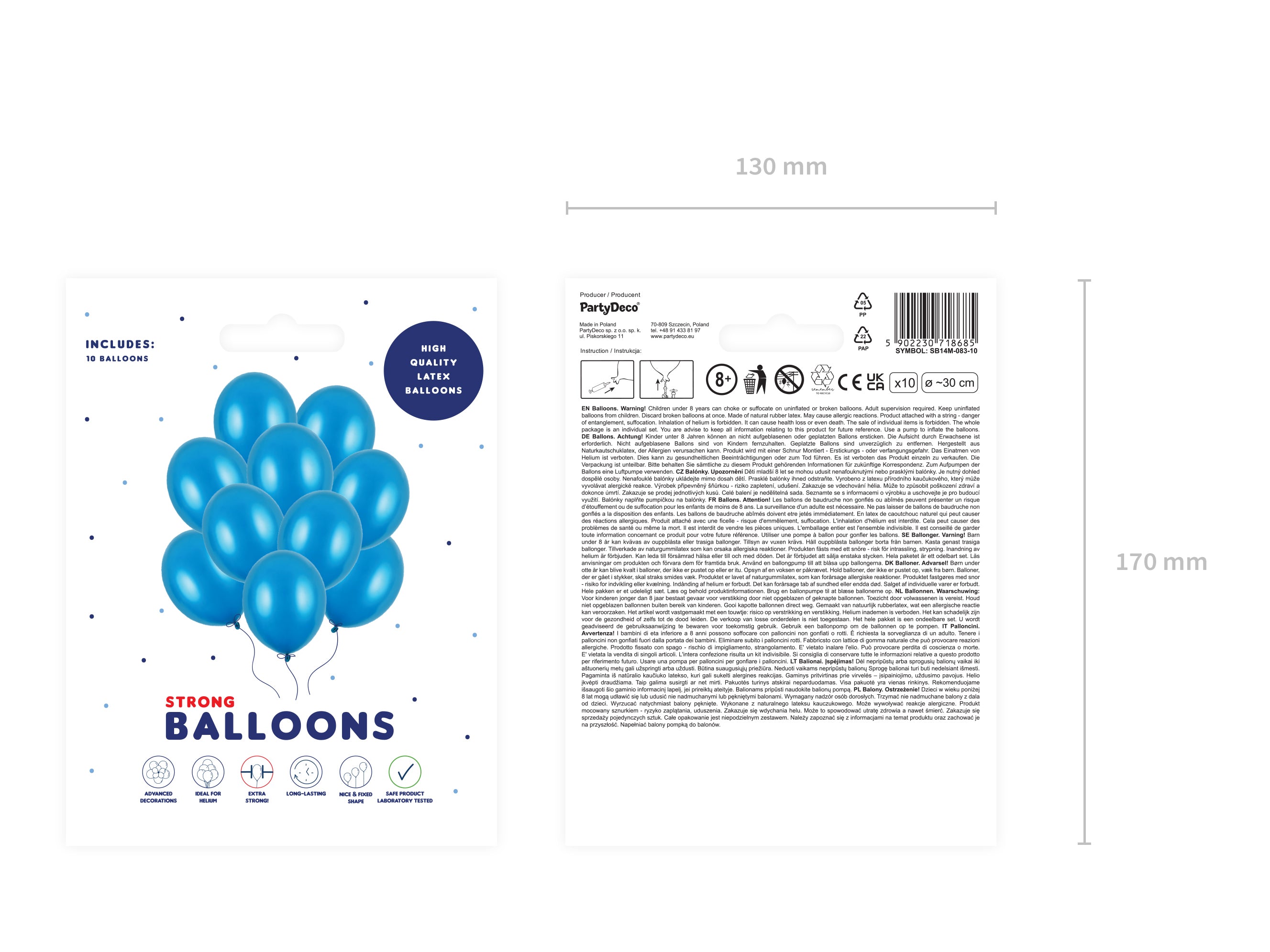 das-kost-mland-luftballon-uni-metallic-blau-30cm-10-stk image 2