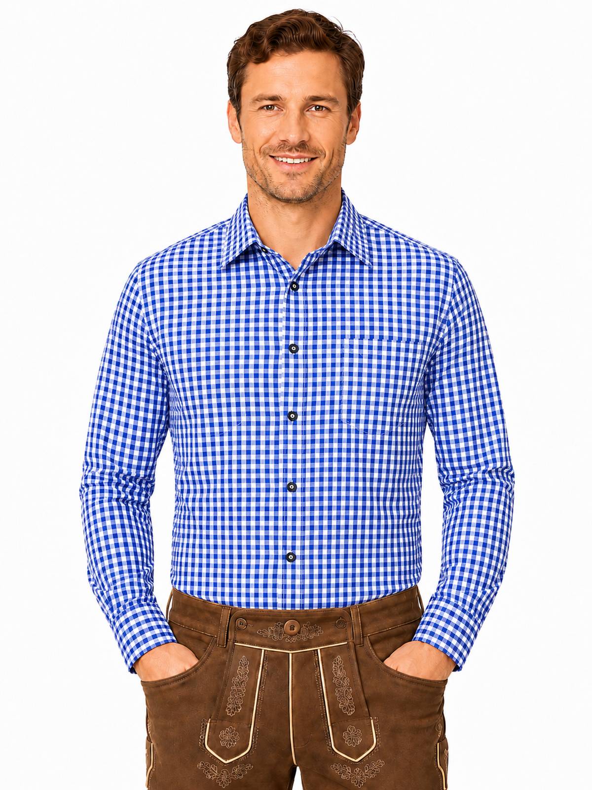 das-kost-mland-trachtenhemd-anton-herren-blau-wei-kariert image 1