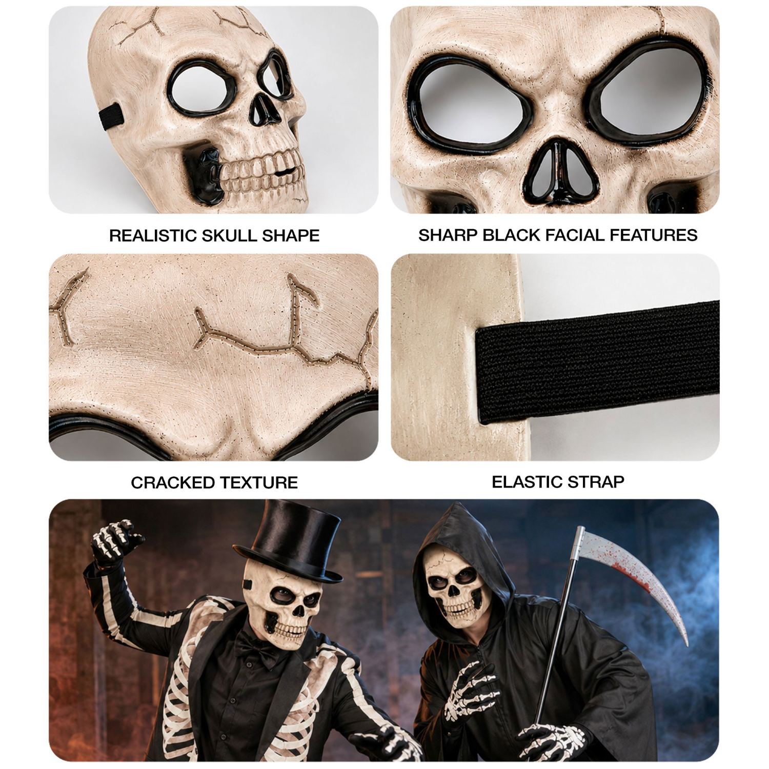 das-kost-mland-totenkopf-halloween-maske-knochenfarbe-schwarz image 4
