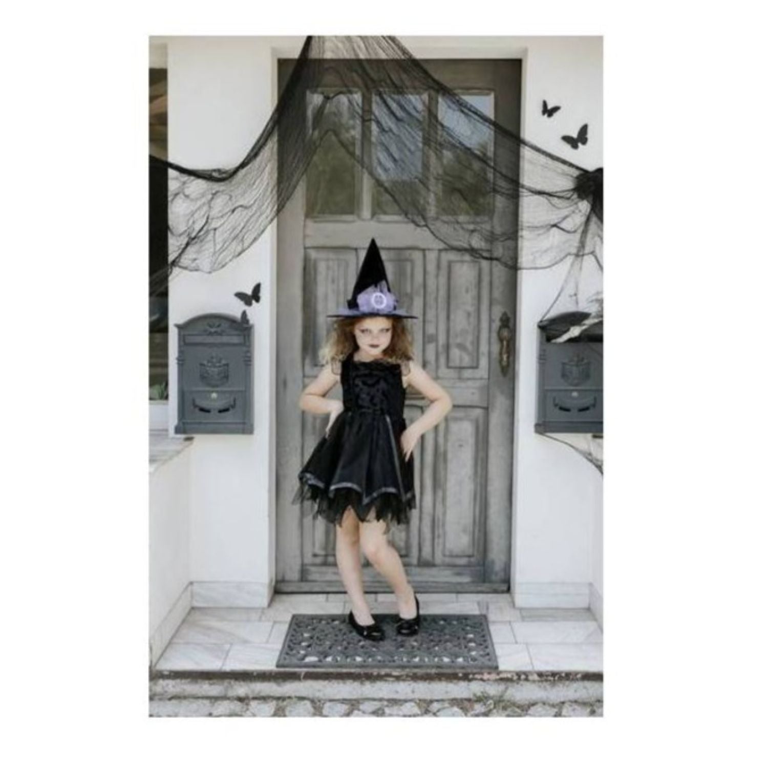 das-kost-mland-accessoires-kinder-hexenhut-schwarz-lila-spitz image 2