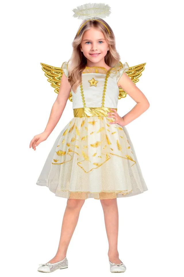 das-kost-mland-engel-kost-m-kinder-wei-gold-kleid-fl-gel-gr-116 image 1