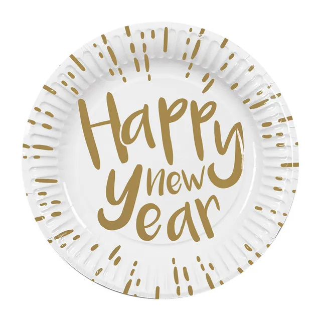 das-kost-mland-happy-new-year-pappteller-gold-10-st-ck-23-cm image 1
