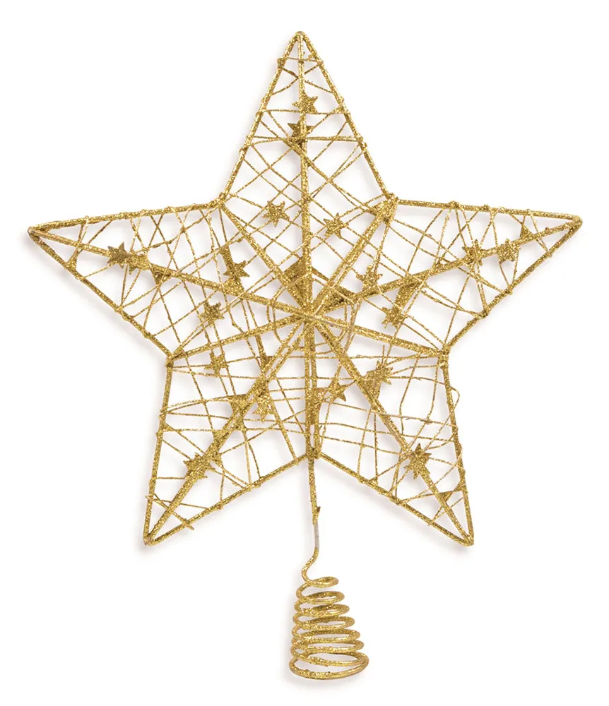 riffelmacher-christbaumspitze-drahtstern-24-cm-gold-baumspitze image 1