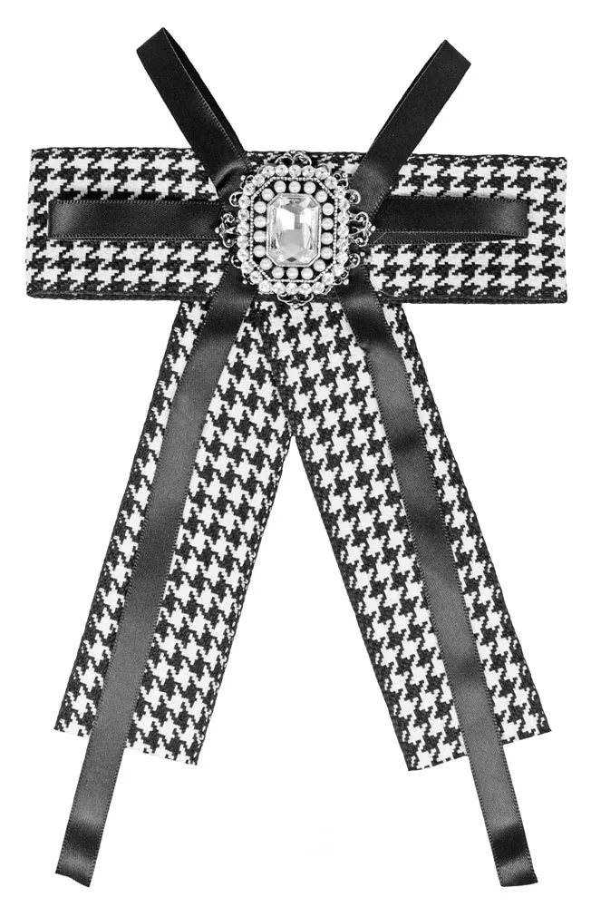 das-kost-mland-accessoires-barock-schleife-brosche-schwarz-kariert image 1