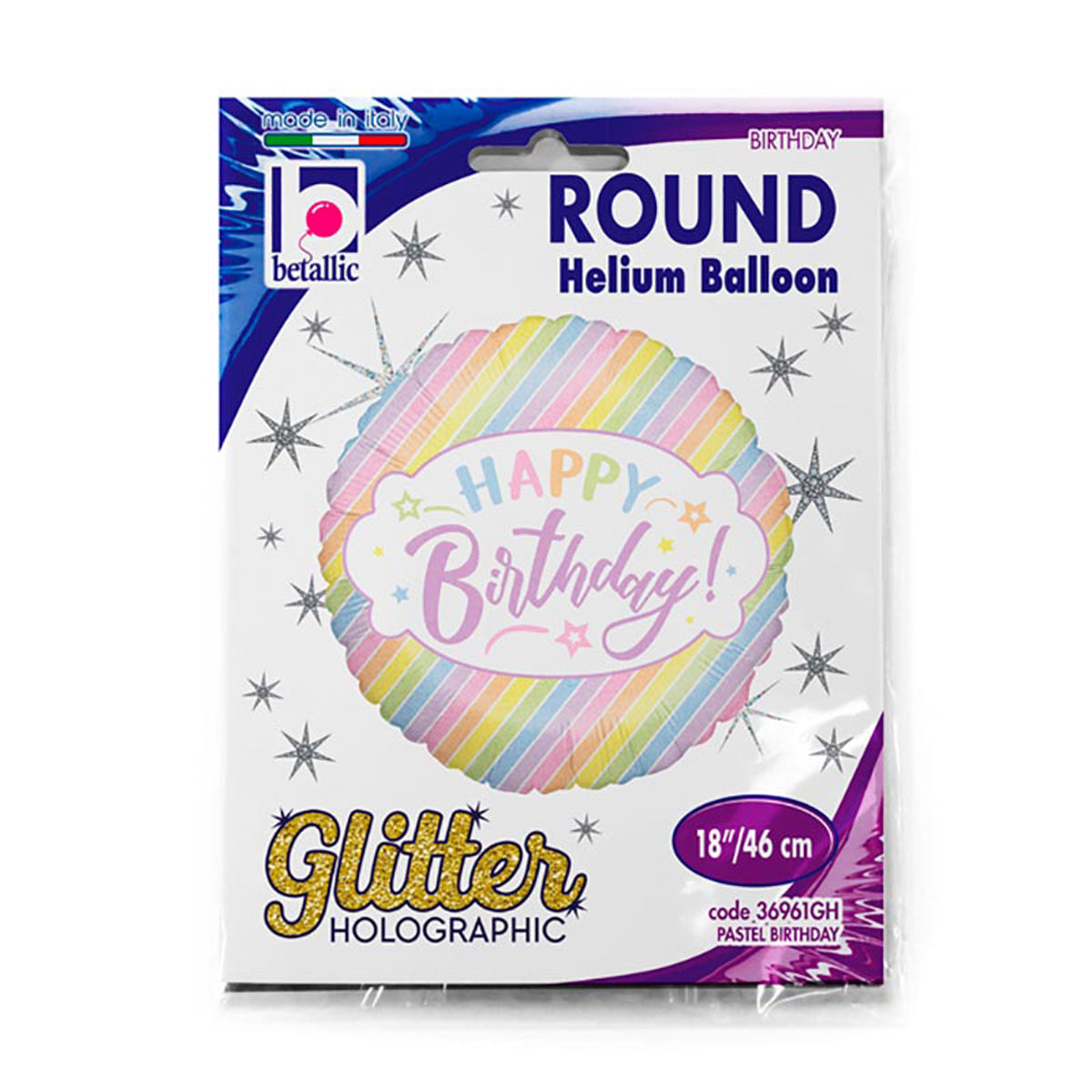 das-kost-mland-happy-birthday-folienballon-46cm-pastell-glitter image 2