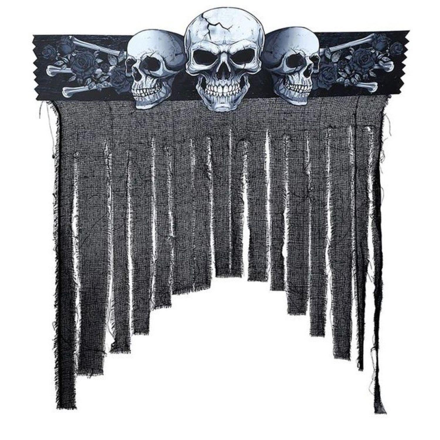 das-kost-mland-dekorationen-totenk-pfe-t-rvorhang-90x30cm-schwarz image 1
