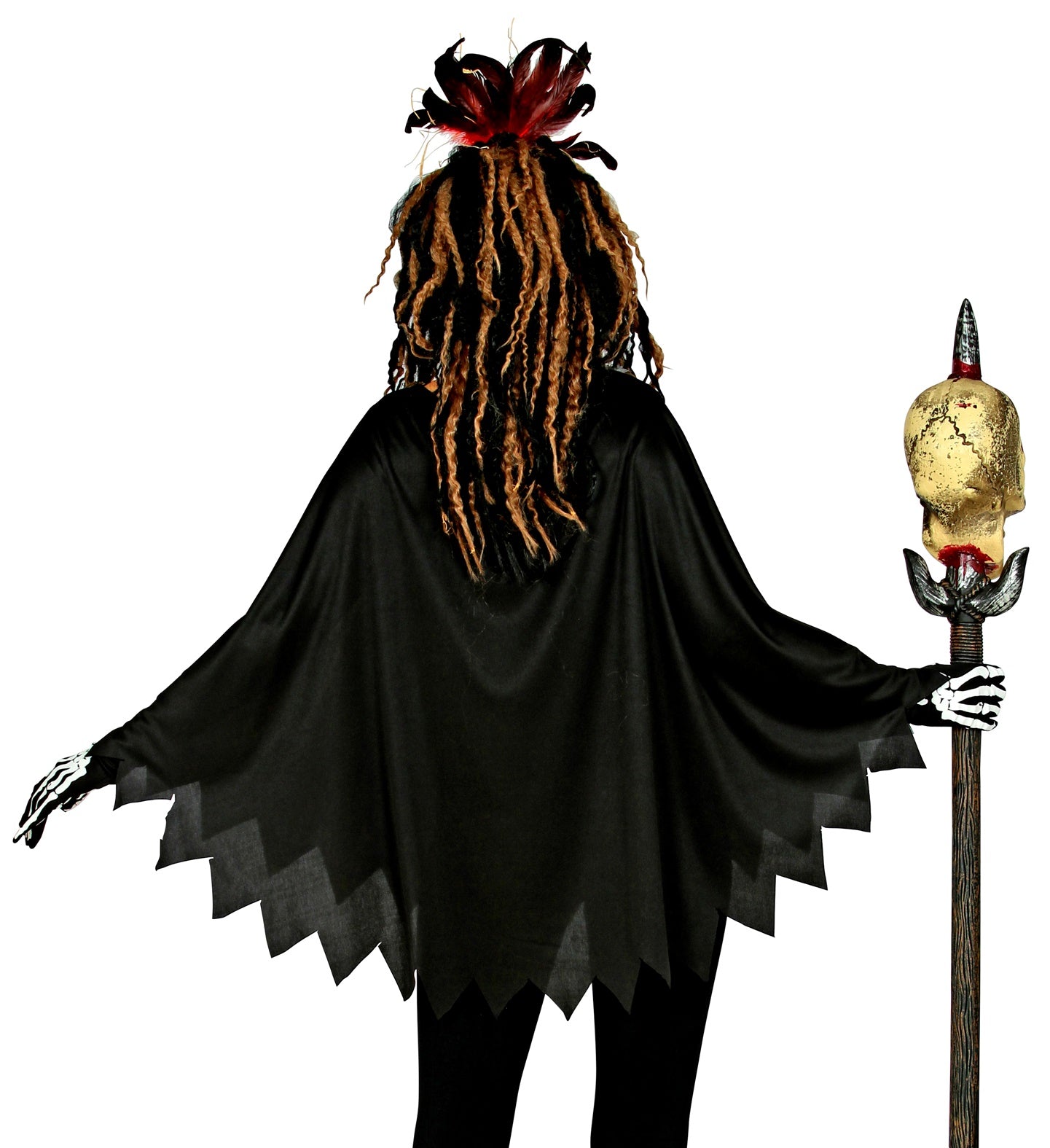 das-kost-mland-voodoo-priesterin-poncho-schwarz-kapuze image 3