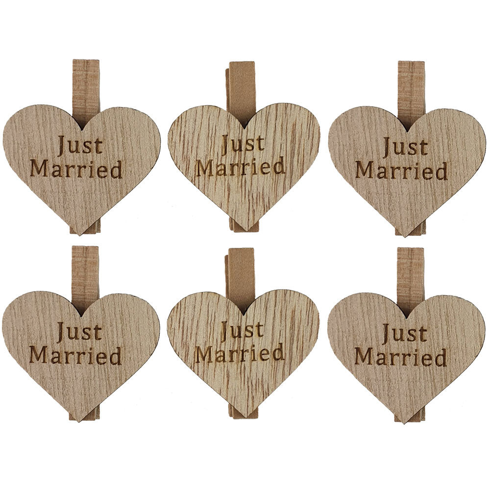 riffelmacher-dekoklammern-just-married-4-5cm-6tlg-holz image 1