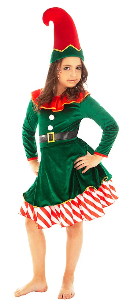 weihnachtselfe-wichtel-kost-m-m-dchen-gr-n-rot-mit-m-tze image 1