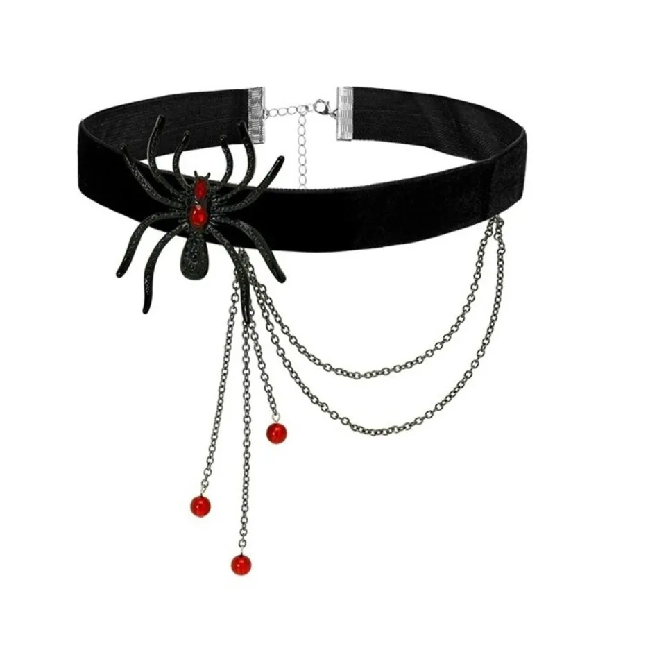 das-kost-mland-spinne-halsband-schwarz-rot-strass image 1