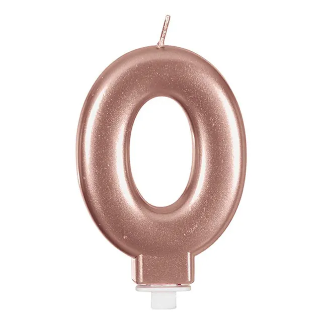 das-kost-mland-zahlenkerze-0-rosegold-geburtstagskerze-torte image 1
