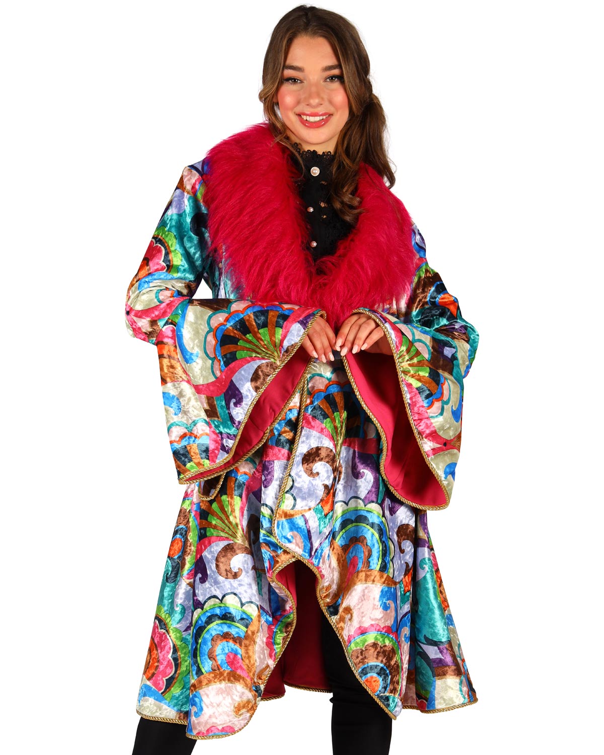 das-kost-mland-damen-karneval-jacke-blumenmuster-pink-fell image 3