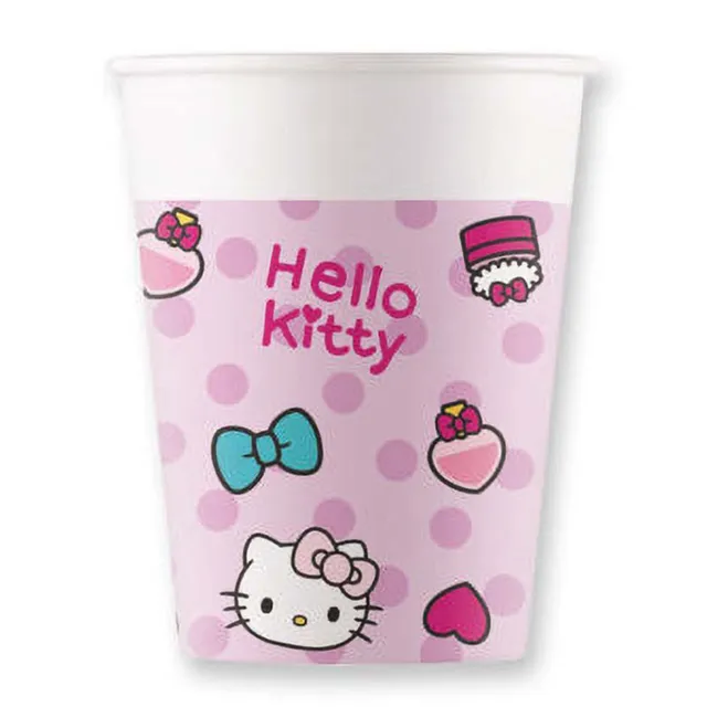 das-kost-mland-dekorationen-pappbecher-hello-kitty-200ml-8stk image 1