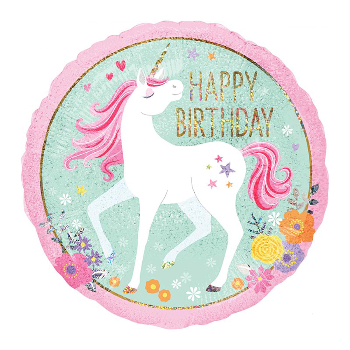 das-kost-mland-folienballon-happy-birthday-einhorn-holo-45cm image 1