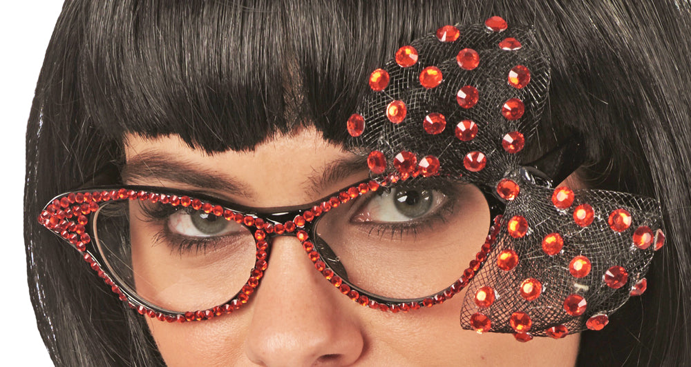 das-kost-mland-accessoires-cat-eye-brille-strass-schleife-rot image 2