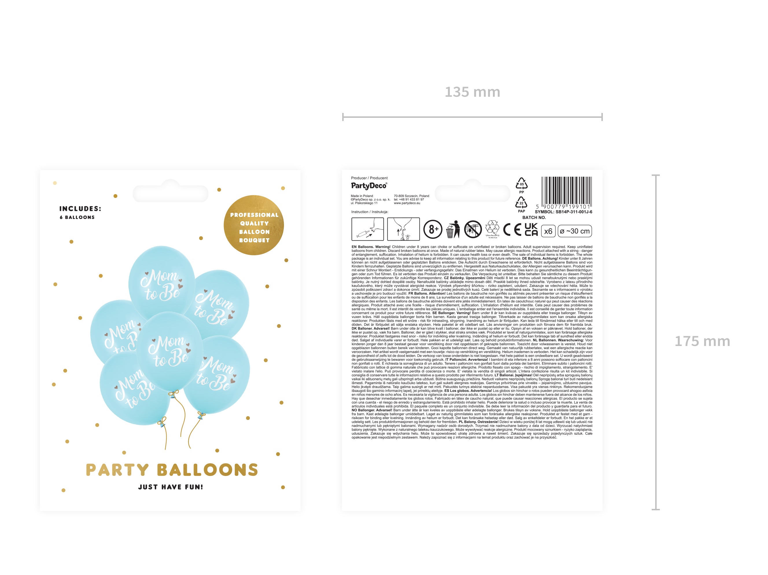 das-kost-mland-dekorationen-mom-to-be-luftballon-hellblau-6-stk image 2