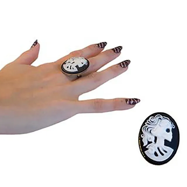 das-kost-mland-totenkopf-ring-relief-skelett-kost-m-wei-schwarz image 1