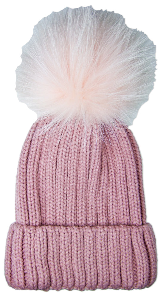das-kost-mland-accessoires-damen-beanie-strickm-tze-rosa-fellbommel image 1