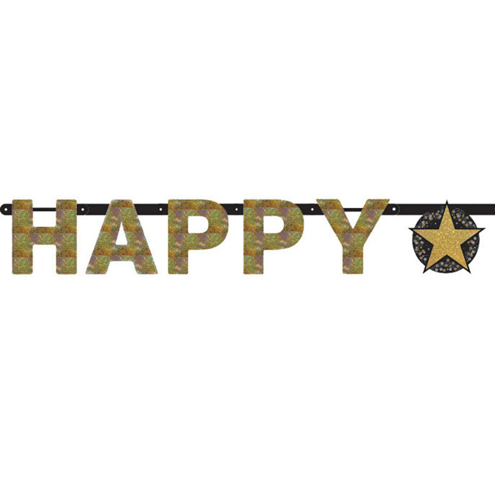 amscan-sparkling-celebration-girlande-happy-birthday-schwarz-gold image 2