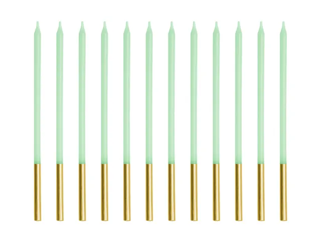 das-kost-mland-geburtstagskerzen-14cm-hellgr-n-12-stk-kuchen image 1