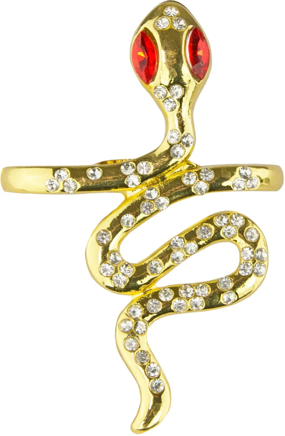 das-kost-mland-zwei-finger-ring-goldene-schlange-gold-rot-strass image 1