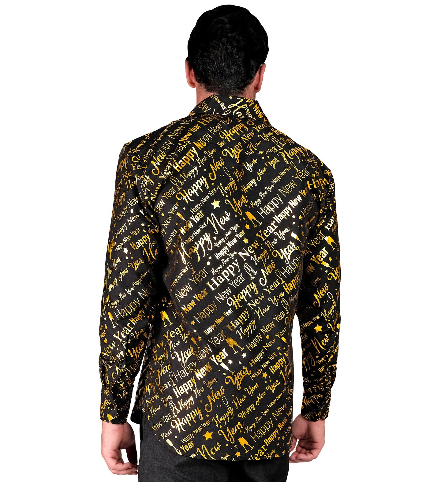 das-kost-mland-herren-silvester-hemd-happy-new-year-schwarz-gold image 4