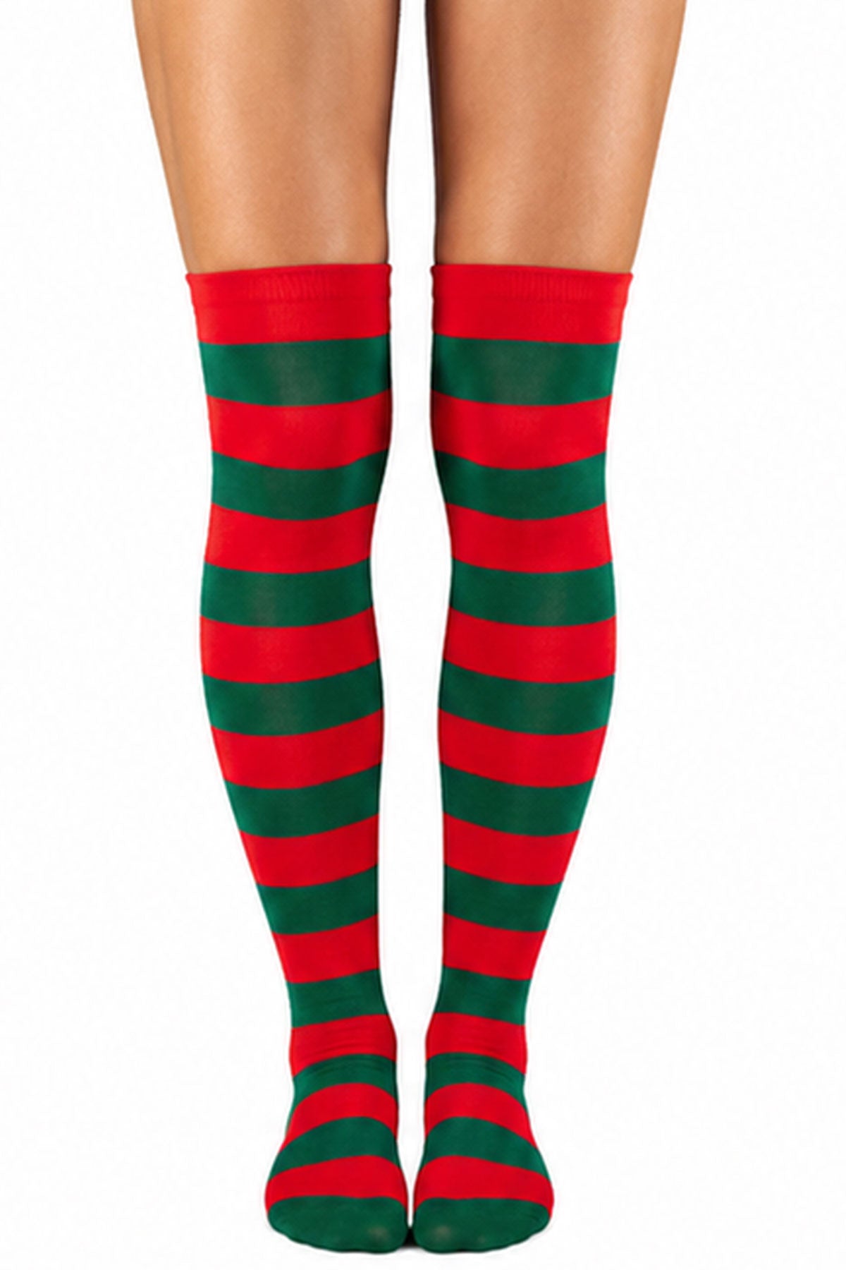 das-kost-mland-ringelstr-mpfe-overknees-gr-n-rot-kniestr-mpfe image 1