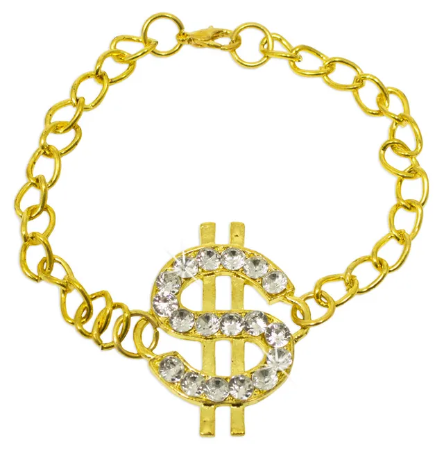 armband-dollar-zeichen-strass-gold-hip-hop-disco-accessoire image 1