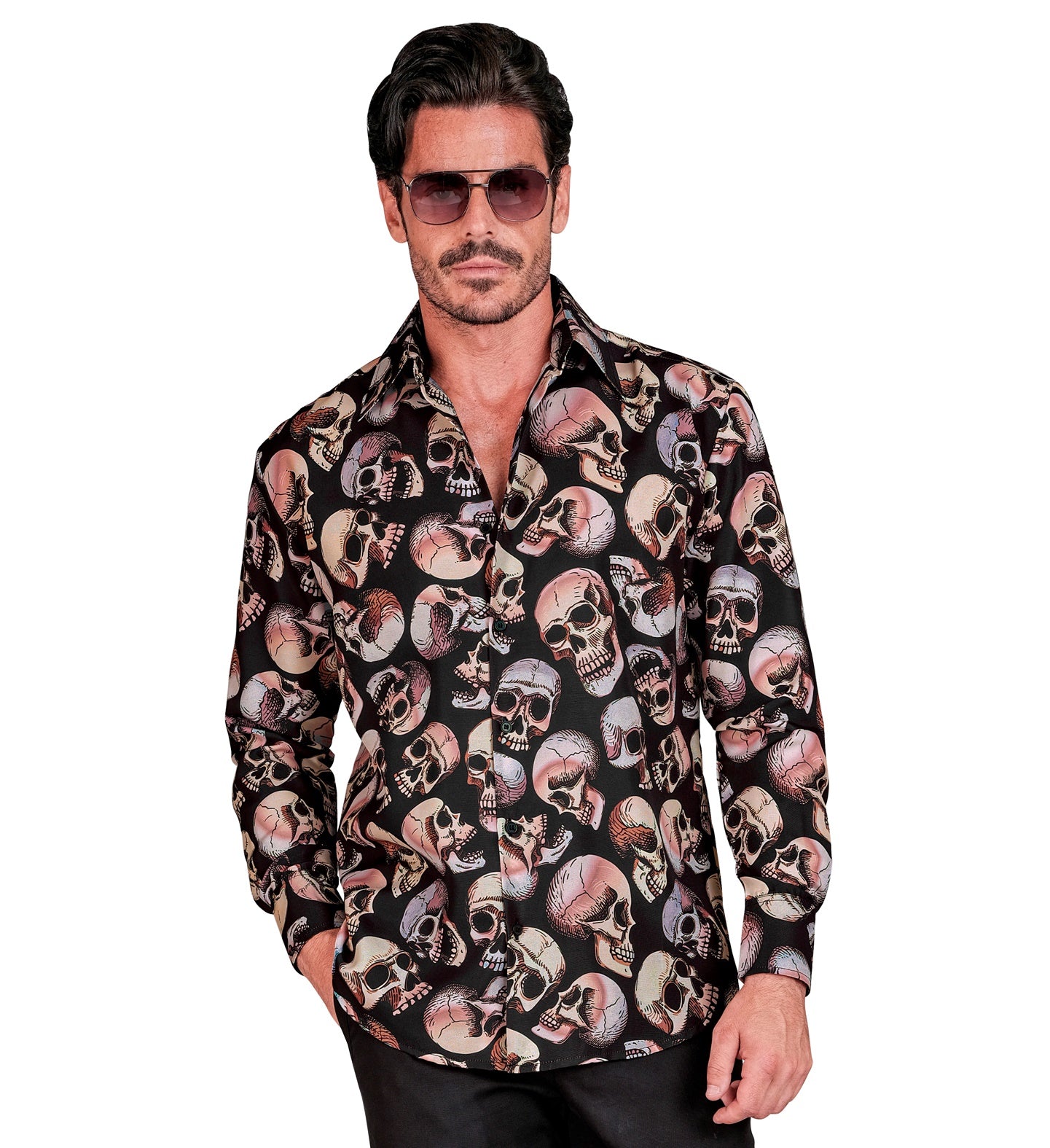 das-kost-mland-totenkopf-halloween-hemd-uv-mehrfarbig-l-xl image 1