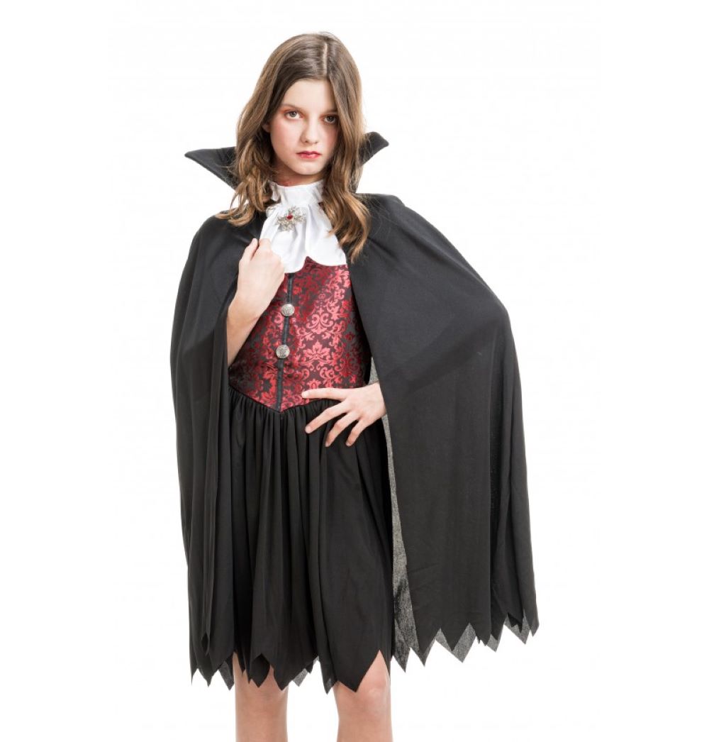theodora-vampiress-vampirkost-m-kinder-schwarz-rot-umhang image 4