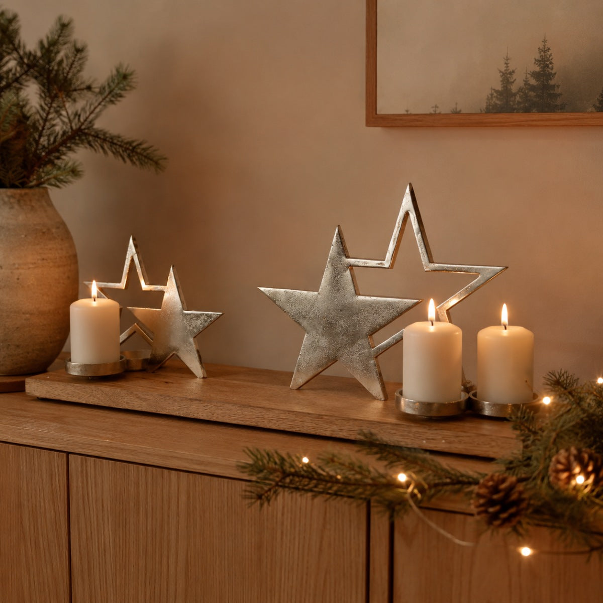adventskerzenhalter-holz-silber-sterne-xl-68x20x30cm-adventskranz image 5