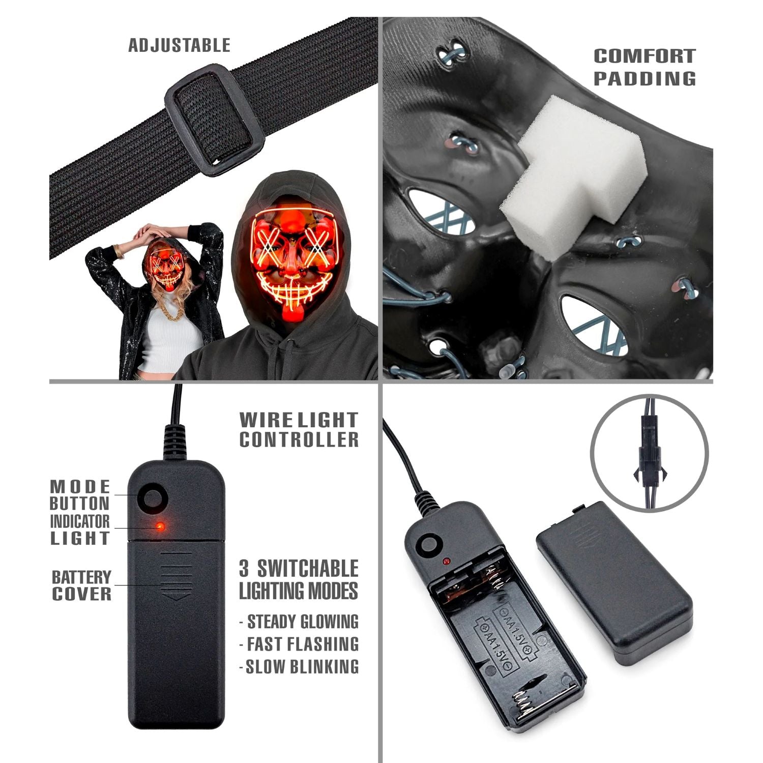 das-kost-mland-led-maske-mit-schn-ren-rot-leuchtmaske image 4