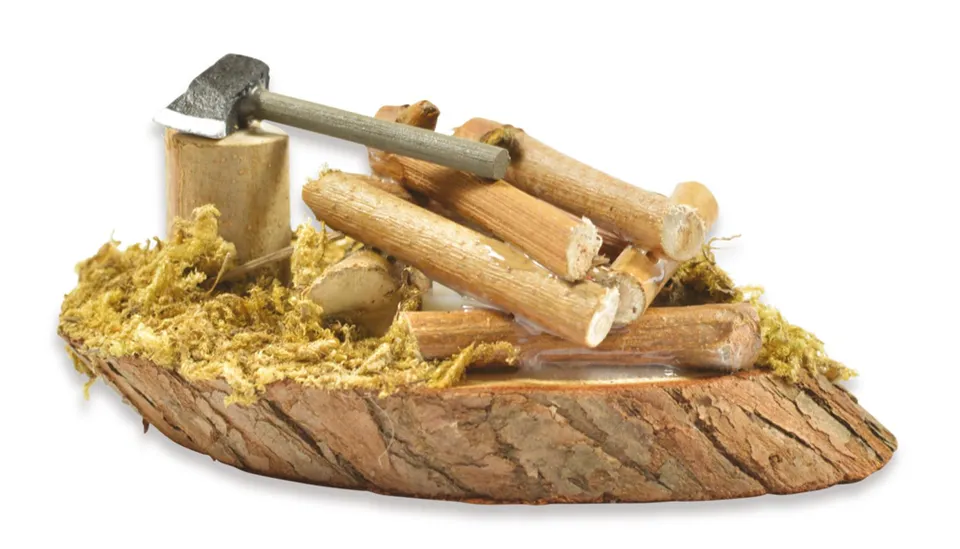 riffelmacher-lagerfeuer-mit-axt-led-krippe-11-cm-natur image 1