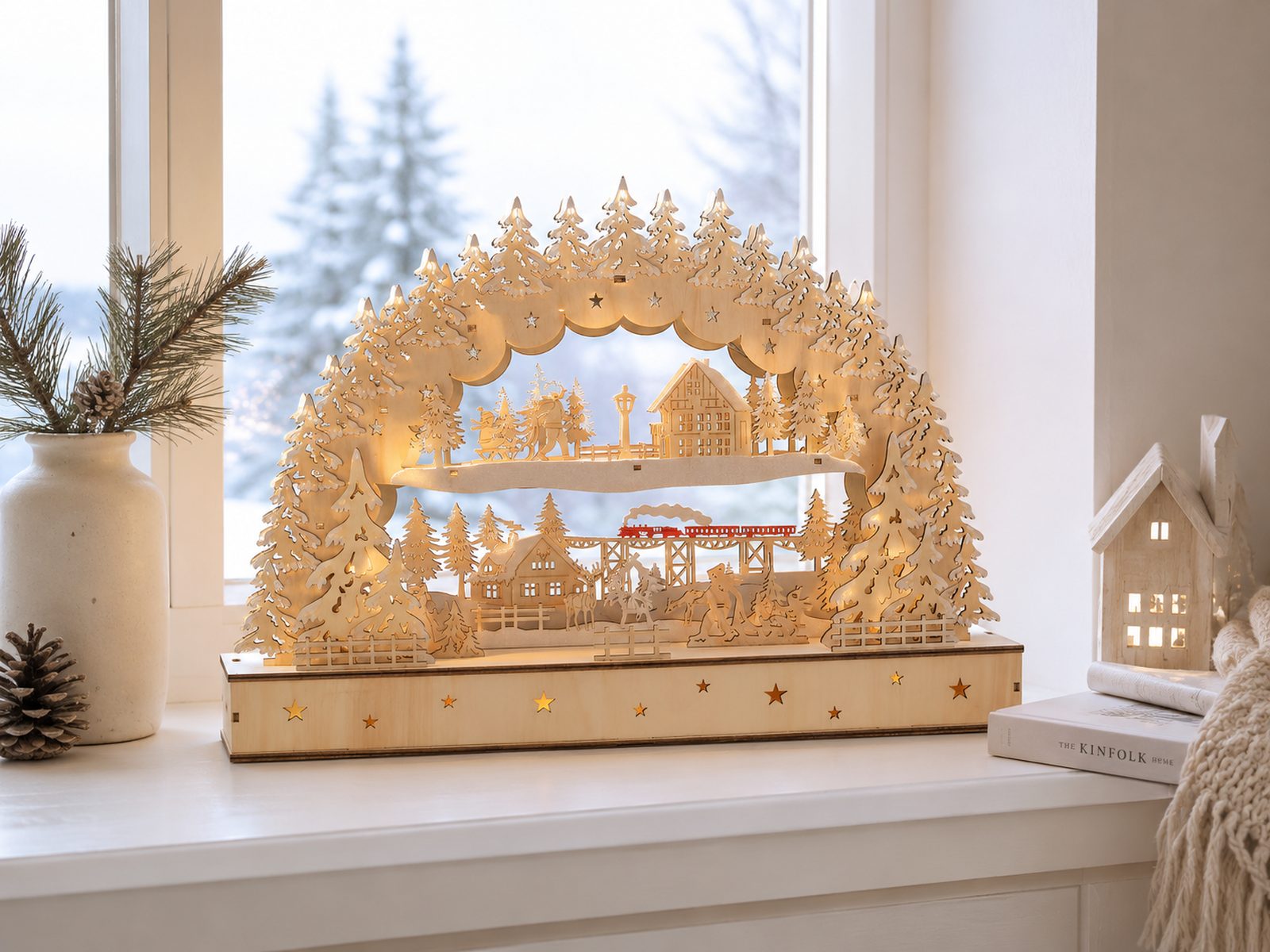 das-kost-mland-schwibbogen-dorflandschaft-zug-45cm-led-timer image 3