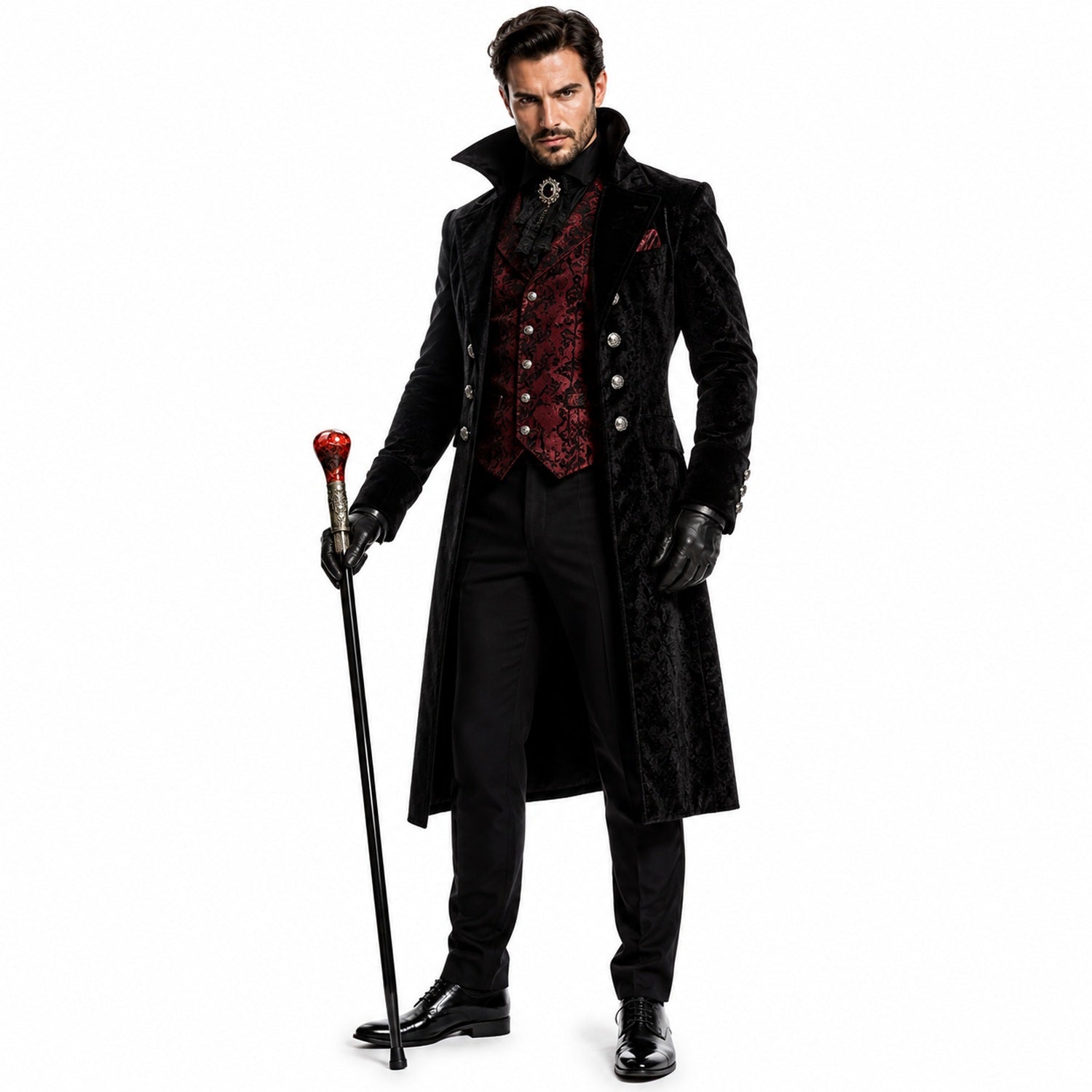 das-kost-mland-accessoires-gehstock-rubin-spinne-93cm-schwarz-rot image 4