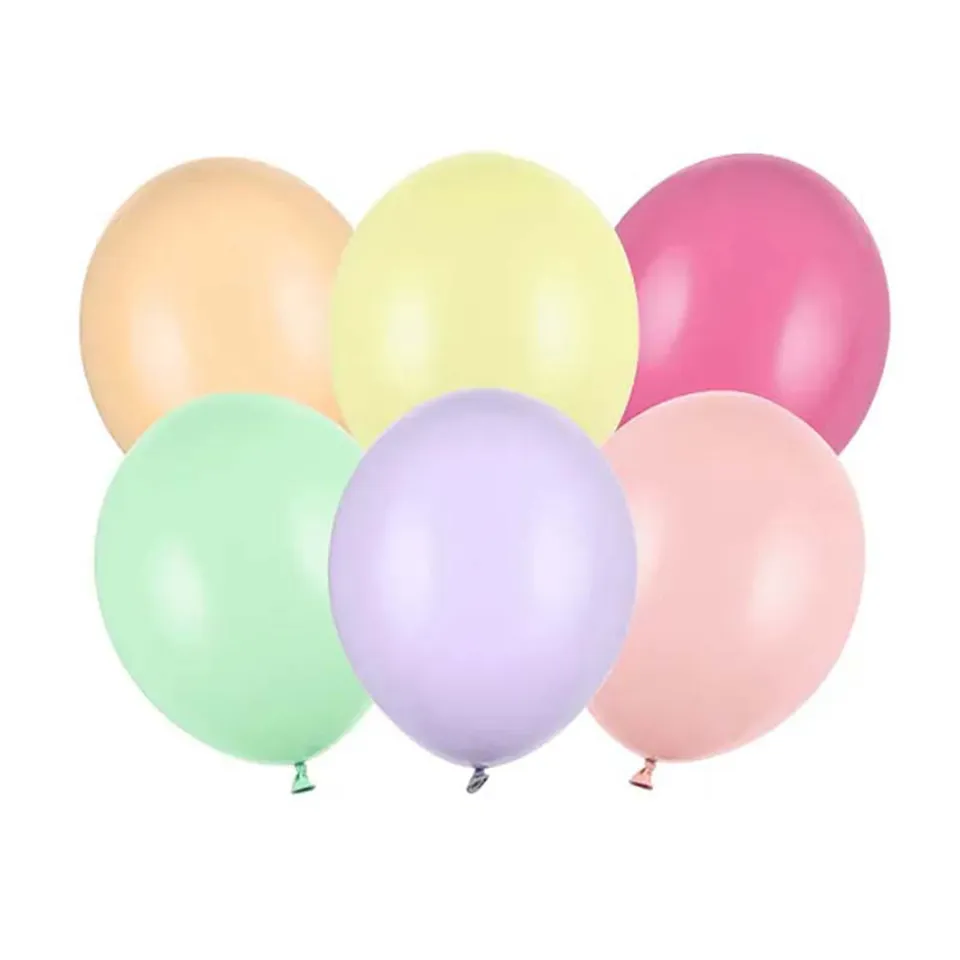 das-kost-mland-dekorationen-luftballon-uni-pastell-bunt-mix-100-stk-12cm image 1