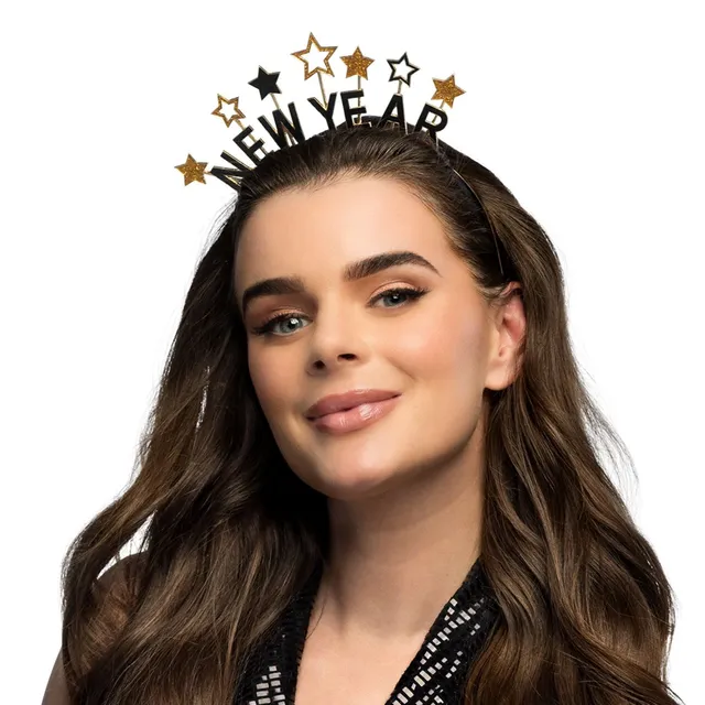 das-kost-mland-accessoires-new-year-metall-diadem-gold-schwarz image 1