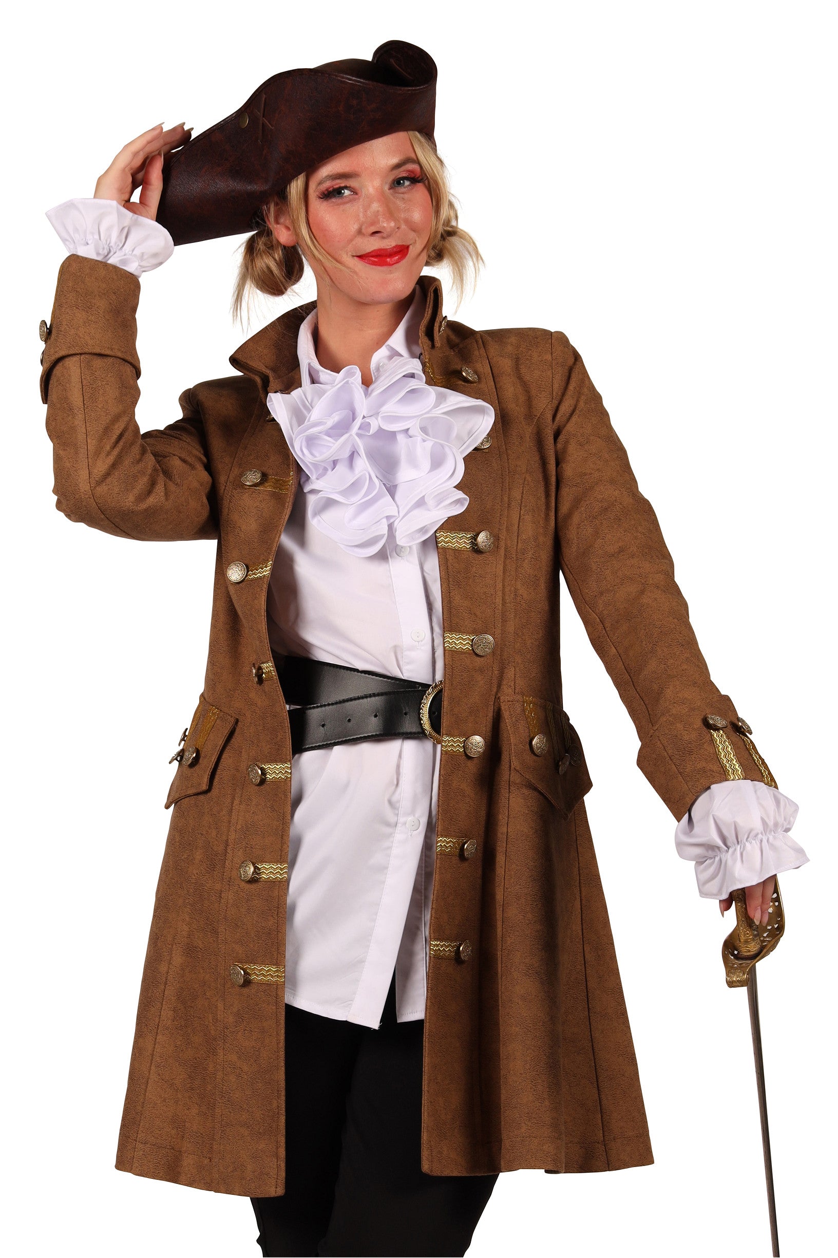 das-kost-mland-damen-piratin-mantel-anne-bonny-braun-gr-m image 2