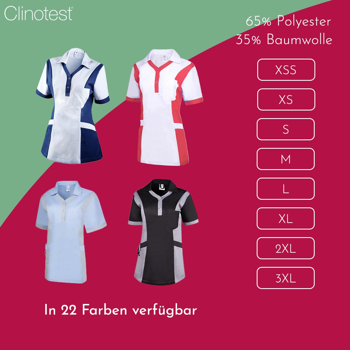 clinotest-julia-damenkasack-wei-t-rkis-kochfest-95-grad image 3